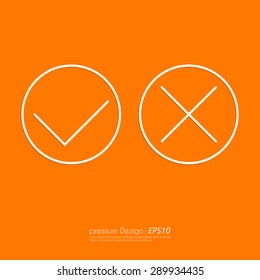 Stock Vector Linear icon yes and no. Flat design.