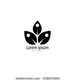 stock vector logo with three black leaves isolated on white background