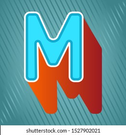stock vector M vintage 3D alphabet. retro typeface letter, abstract logo icon design template for business corporate. minimalistic concept logo design.