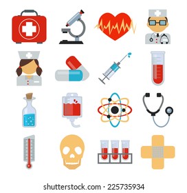 Stock vector medicine flat color icon set