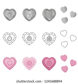Stock vector metal mechanical hearts set on white background