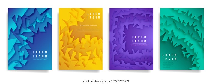 Stock vector minimal covers or flyer design with colorful gradient geometric shapes eps vector.