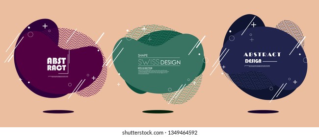stock vector modern abstract vector banner set flat geometric liquid form with various colors modern vector