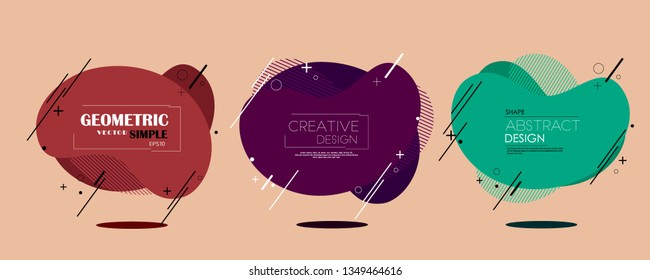 stock vector modern abstract vector banner set flat geometric liquid form with various colors modern vector