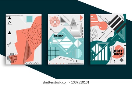 stock vector modern abstract vector banner set flat geometric liquid form with various colors modern vector