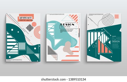 stock vector modern abstract vector banner set flat geometric liquid form with various colors modern vector
