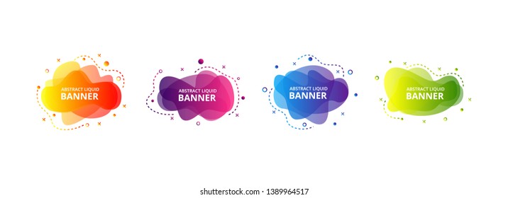 stock vector modern abstract vector banner set flat geometric liquid form with various colors modern vector. gradient colors