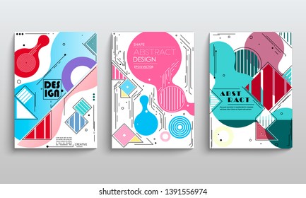 stock vector modern abstract vector banner set flat geometric liquid form with various colors modern vector