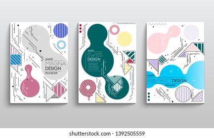 stock vector modern abstract vector banner set flat geometric liquid form with various colors modern vector