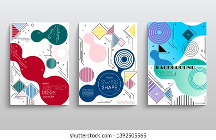 stock vector modern abstract vector banner set flat geometric liquid form with various colors modern vector