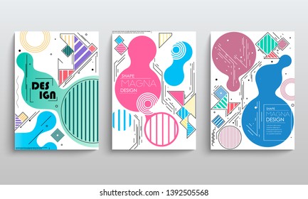 stock vector modern abstract vector banner set flat geometric liquid form with various colors modern vector