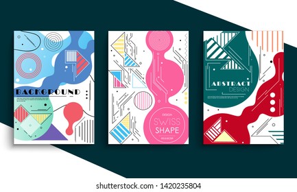 stock vector modern abstract vector banner set flat geometric liquid form with various colors modern vector