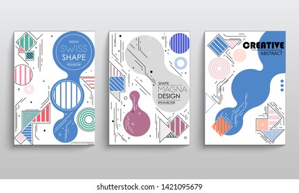 stock vector modern abstract vector banner set flat geometric liquid form with various colors modern vector