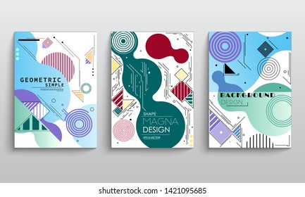stock vector modern abstract vector banner set flat geometric liquid form with various colors modern vector
