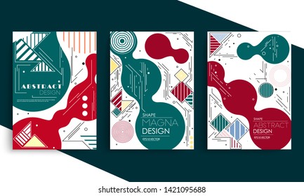 stock vector modern abstract vector banner set flat geometric liquid form with various colors modern vector