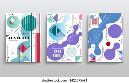 stock vector modern abstract vector banner set flat geometric liquid form with various colors modern vector