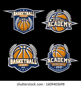 stock vector modern basketball emblem set. sports logo illustration