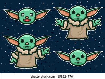 stock vector monster with big ears mascot logo set. badge, and emblem with modern illustration concept style.
