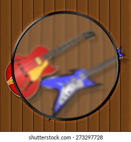 stock vector - musical background blur with guitars - blank frame