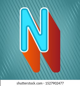 stock vector N vintage 3D alphabet. retro typeface letter, abstract logo icon design template for business corporate. minimalistic concept logo design.