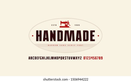 Stock vector narrow sans serif font. Letters and numbers for logo and headline design