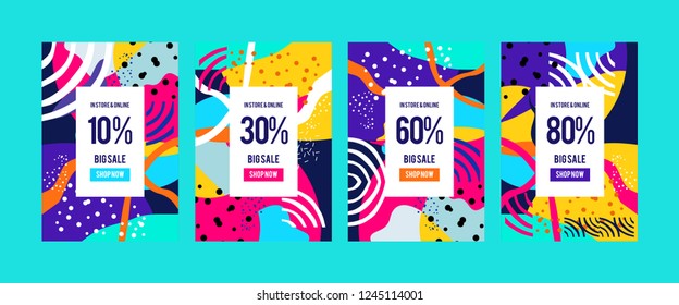 Stock vector new poster design template trendy vector typography and colourful illustration sale banner background template photo can be use for landing