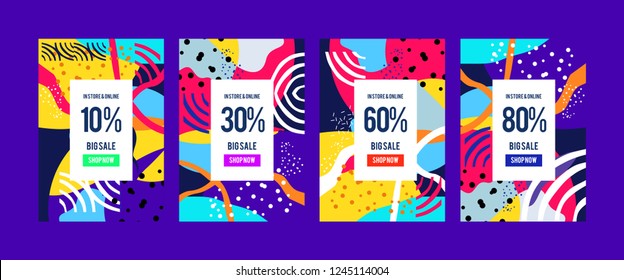 Stock vector new poster design template trendy vector typography and colourful illustration sale banner background template photo can be use for landing