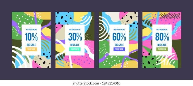 Stock vector new poster design template trendy vector typography and colourful illustration sale banner background template photo can be use for landing