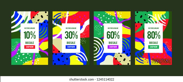 Stock vector new poster design template trendy vector typography and colourful illustration sale banner background template photo can be use for landing