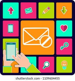 Stock vector of no email. Prohibition for sending email. No communication by email.