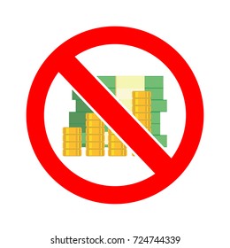 Stock Vector Of No Money. Prohibition Of Money. No Money Allowed Sign Symbol