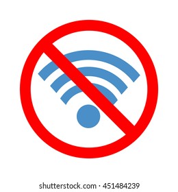 Stock vector of no wireless signal. Prohibition of wireless signal. No internet access.