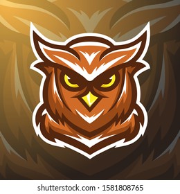 stock vector owl mascot logo illustration. logo, badge, esport logo, emblem.
