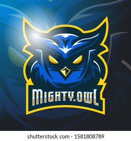 stock vector owl mascot logo illustration. logo, badge, esport logo, emblem.