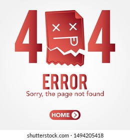 stock vector page not found template with emoticon broken paper. 404 error design for web page. vector illustration background.