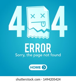 stock vector page not found template with emoticon broken paper. 404 error design for web page. vector illustration background.