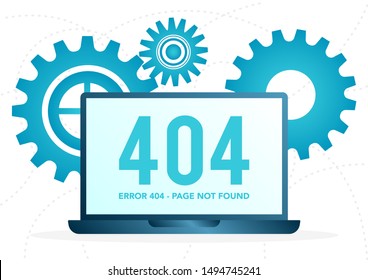 stock vector page not found template with laptop. 404 error design for web page. vector illustration background.