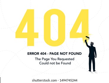 stock vector page not found template with a painter. 404 error design for web page. vector illustration background.