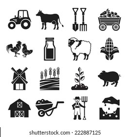 Stock vector pictogram farm black icon set