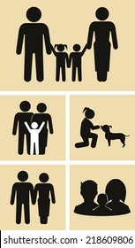 Stock vector pictogram icon parents family illustration set