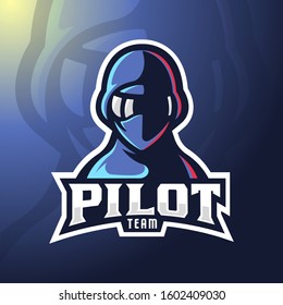 stock vector pilot mascot logo. badge, esport logo, and emblem with modern illustration concept style.
