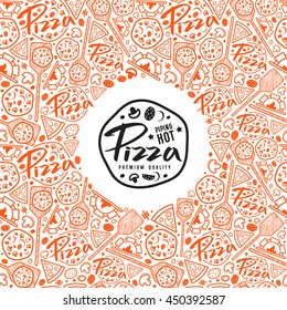 Stock vector pizza cover for boxes. Color print on white background