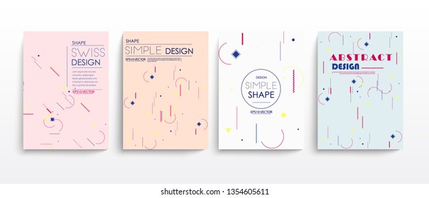 stock vector placard templates set with abstract shapes memphis geometric style flat and line