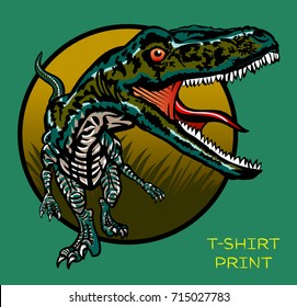 stock vector predator dinosaur velociraptor in circle