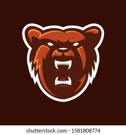 stock vector professional angry bear mascot logo with white eye illustration. logo, badge, esport logo, emblem.