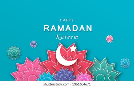 stock vector ramadan kareem concept horizontal banner with islamic geometric square frame