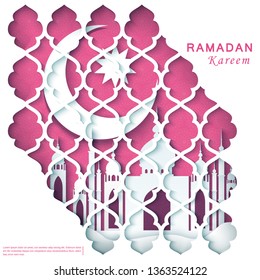 stock vector ramadan kareem concept horizontal banner with islamic geometric square frame