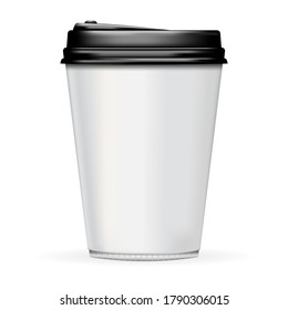 stock vector of realistic coffee cup with black cup cover