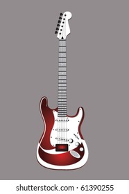 Stock vector red bass guitar