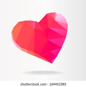 Stock vector red diamond heart valentine day greeting card template